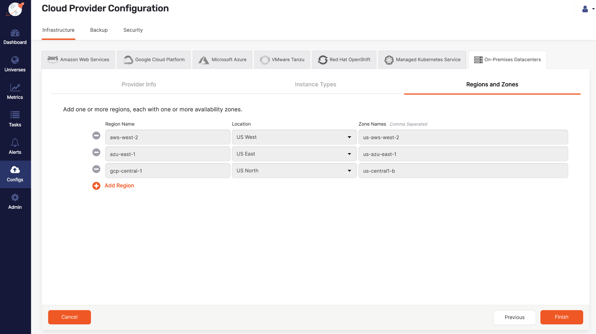 Multi-cloud regions