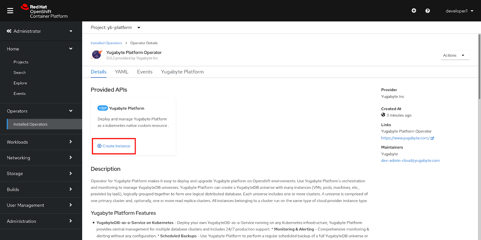 Yugabyte Platform Install Operator