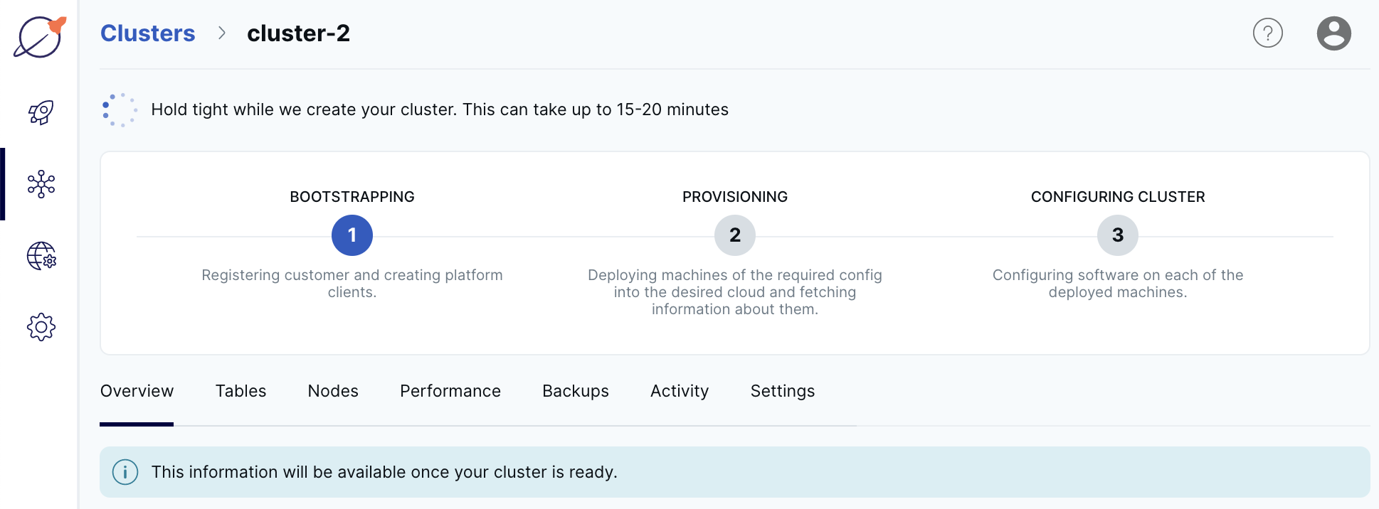 Cluster being provisioned